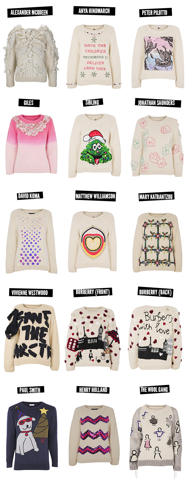 FASHION DESIGNER CHRISTMAS JUMPERS Freak Deluxe