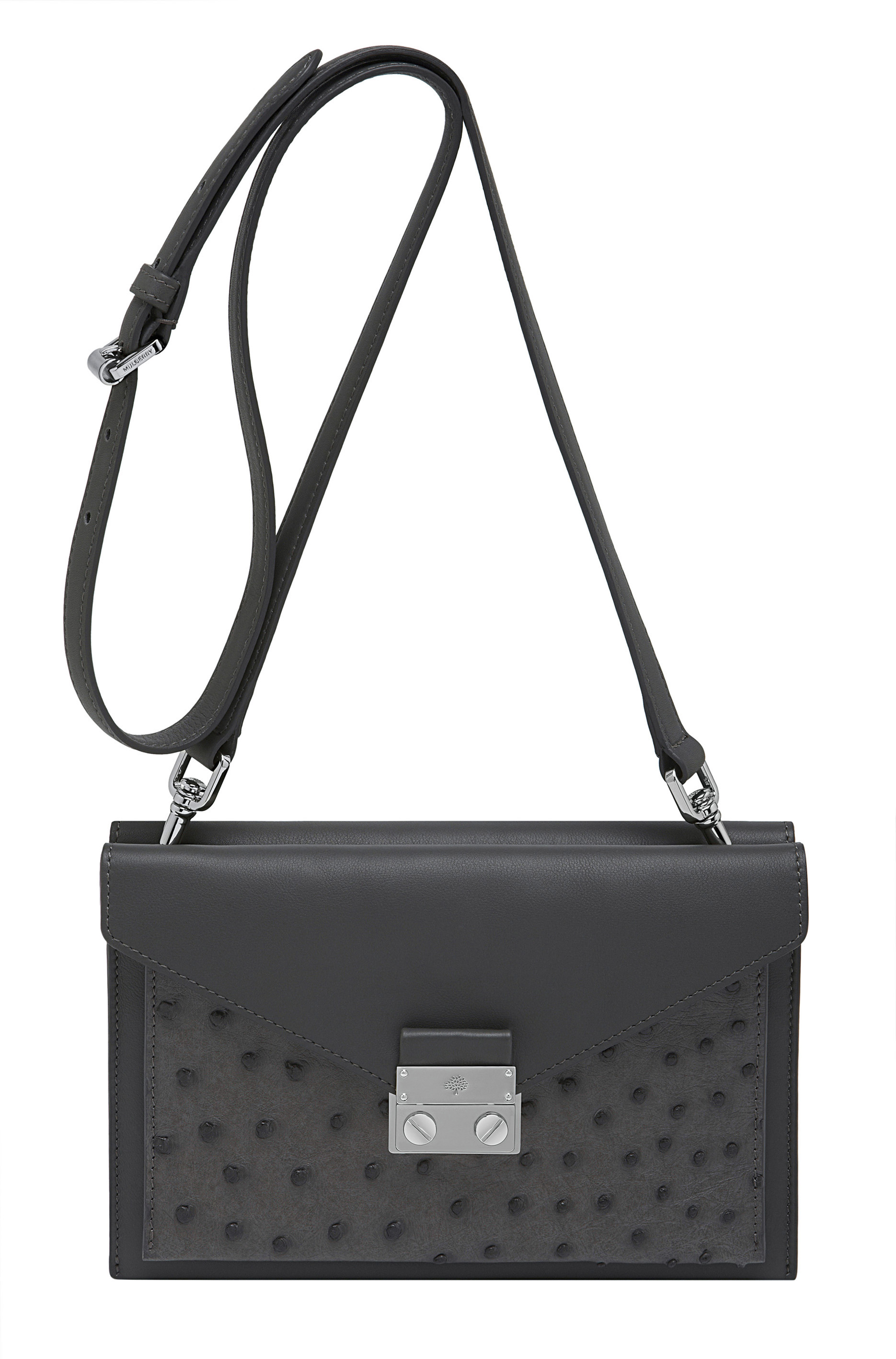 HH2460_000C205 Kensal Small Shoulder Bag in Pavement Grey Ostrich Mix