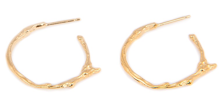 SMALL TWIG HOOP EARRINGS BNE02 - 18ct yellow gold vermeil