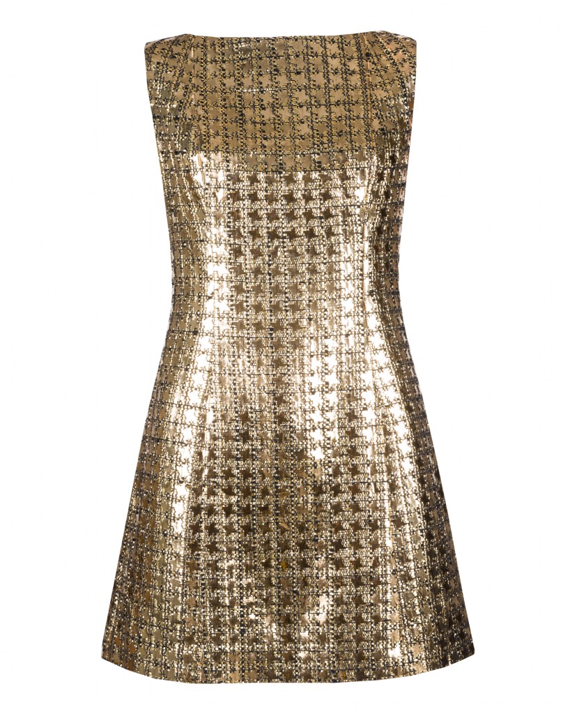 Victoria Beckham - Gold Shift Dress w Black Panel detail  £200