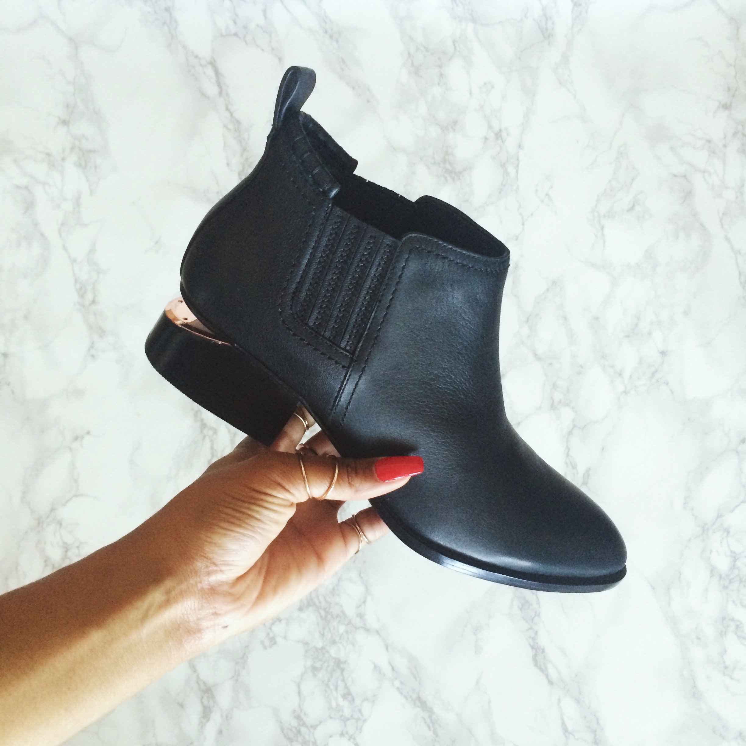 alexander wang booties rose gold