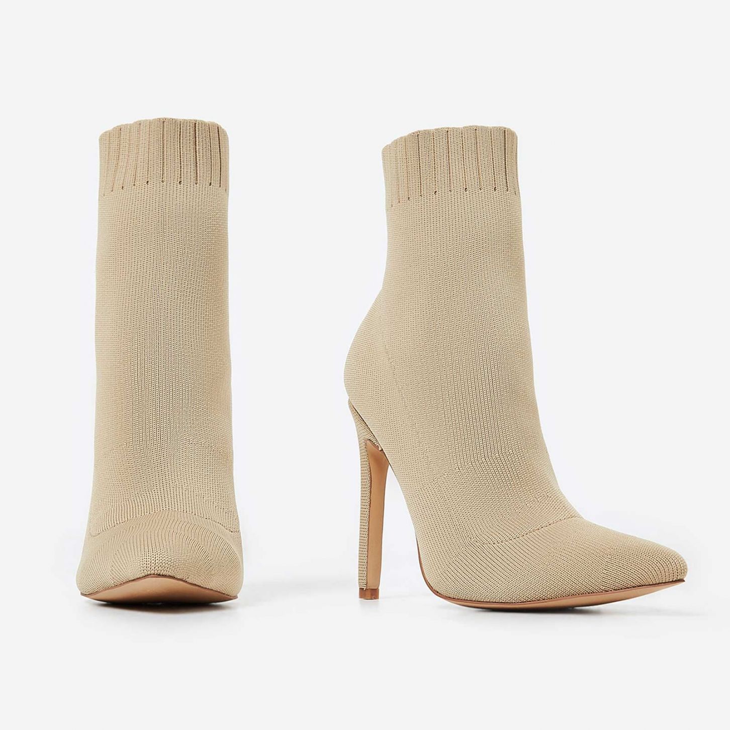 EGO BEIGE KNITTED SOCK BOOTS