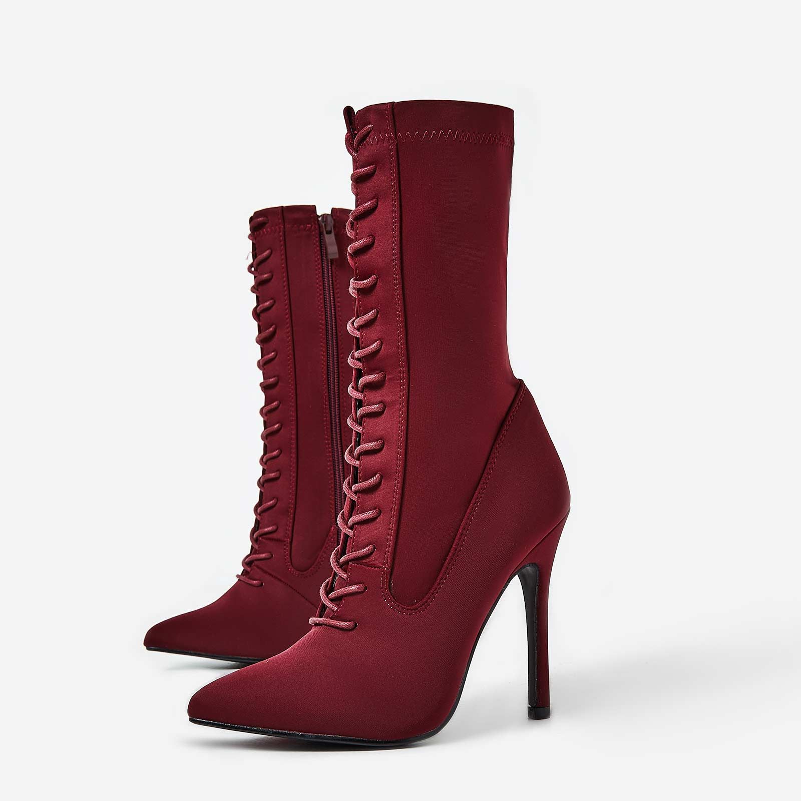 EGO BURGUNDY LACE UP BOOTS