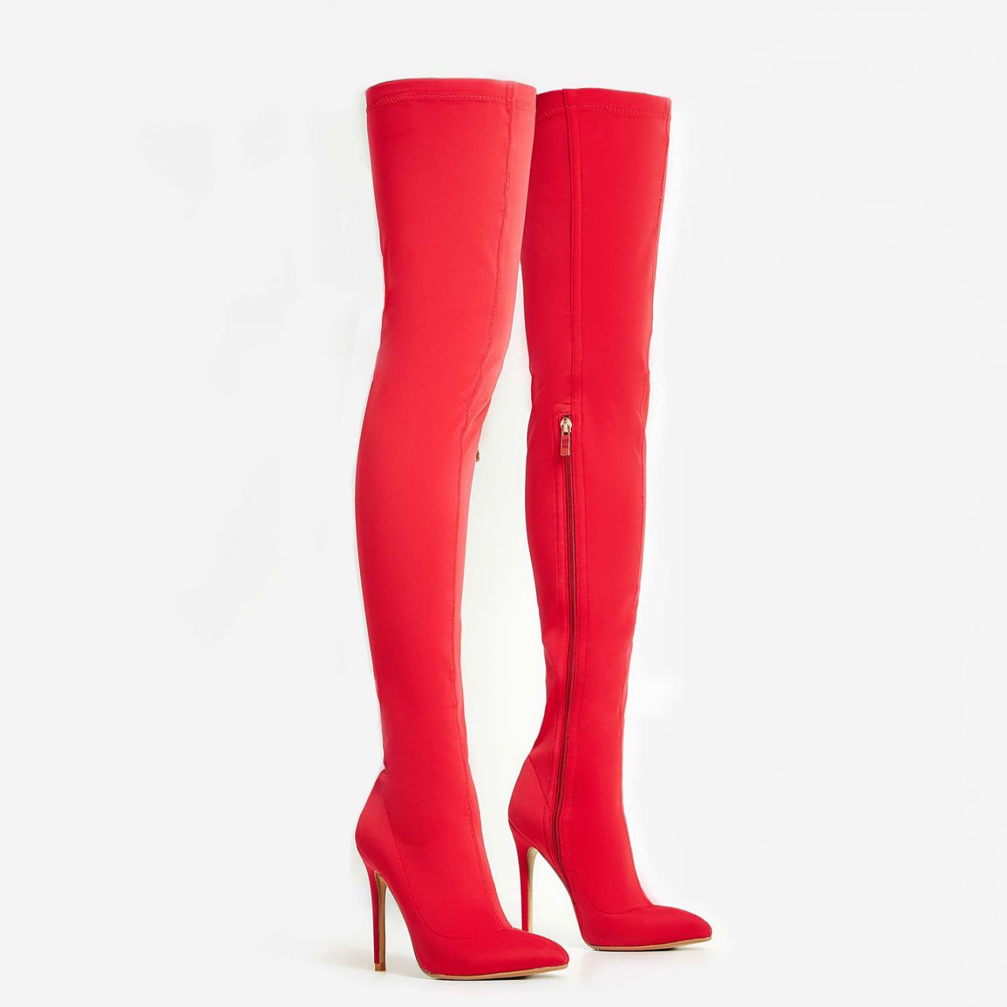 EGO RED OVER THE KNEE SOCK BOOTS
