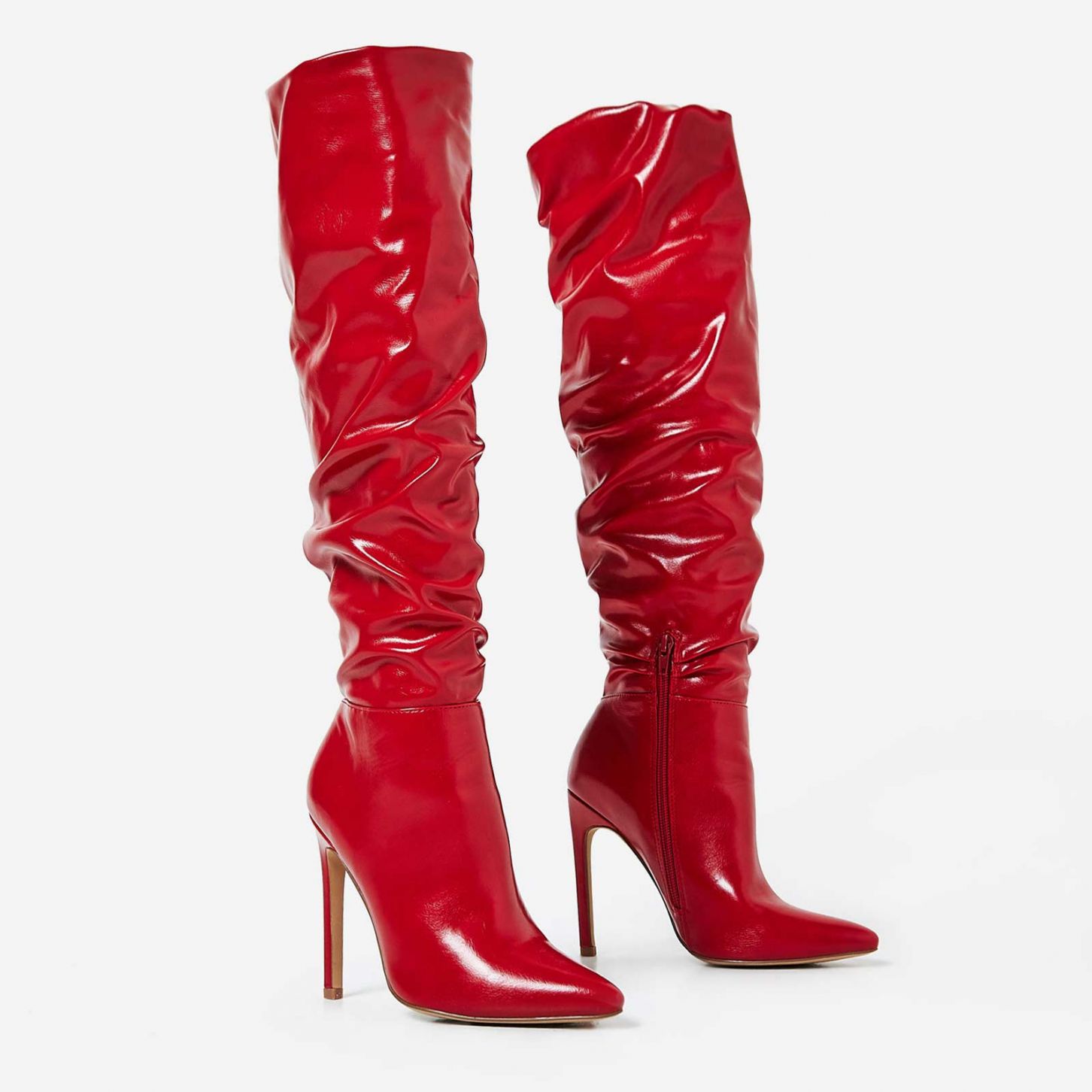 EGO RED SLOUCHED LONG BOOTS