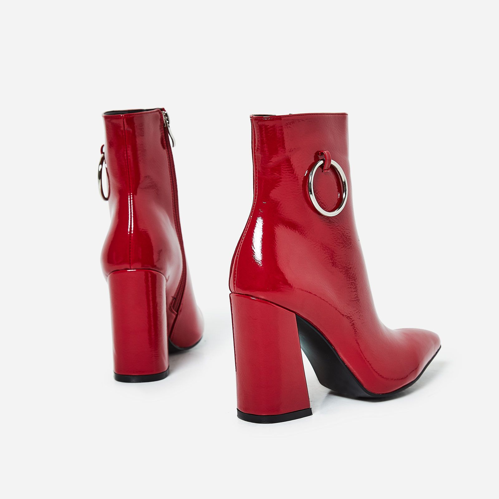 EGO RED ANKLE BOOTS WITH RING